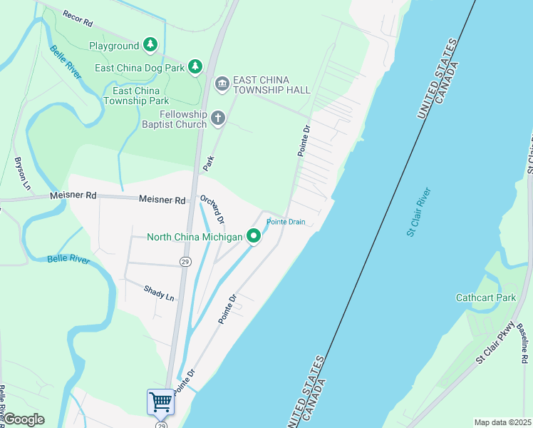 map of restaurants, bars, coffee shops, grocery stores, and more near 352 Walnut Drive in East China