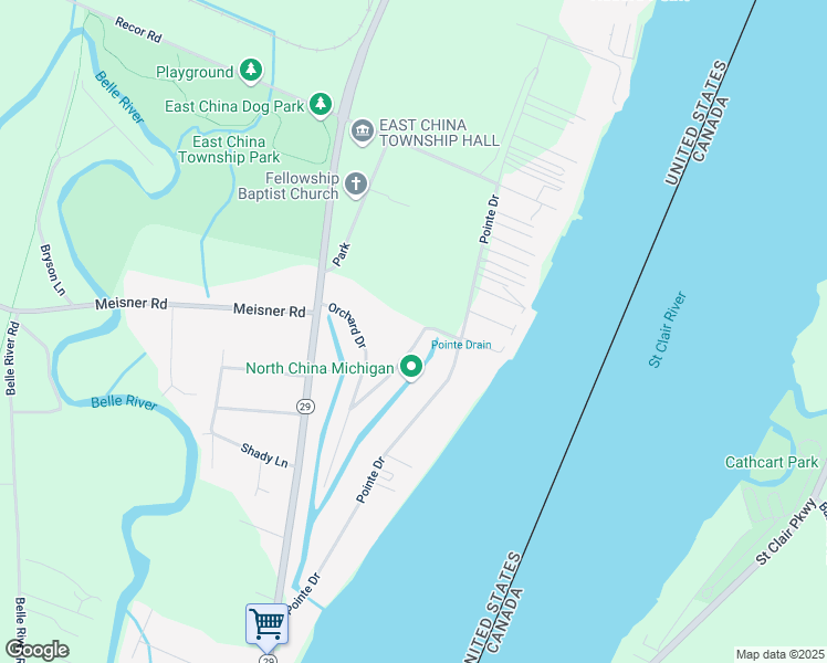 map of restaurants, bars, coffee shops, grocery stores, and more near 352 Walnut Drive in East China