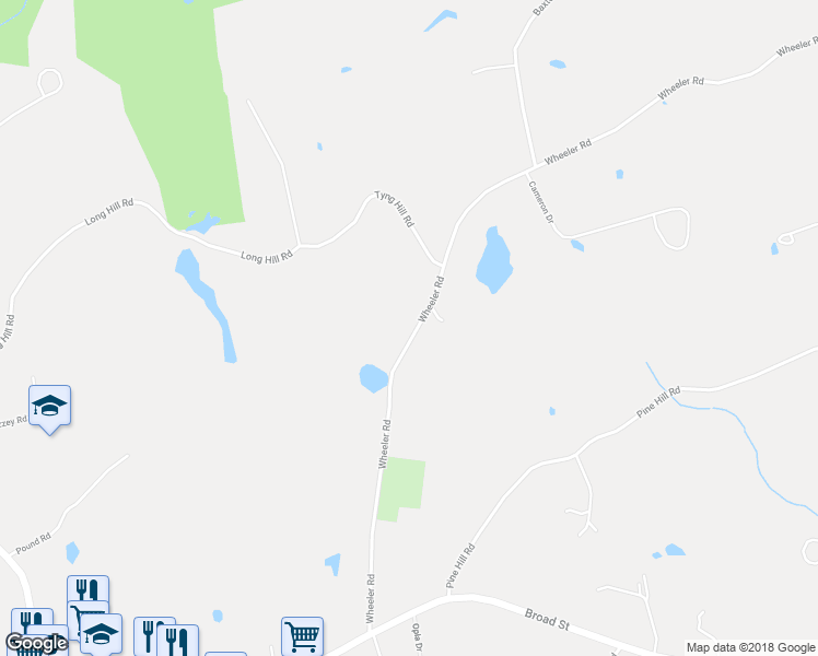 map of restaurants, bars, coffee shops, grocery stores, and more near 64 Wheeler Road in Hollis