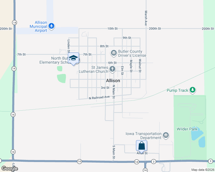 map of restaurants, bars, coffee shops, grocery stores, and more near 500-598 3rd Street in Allison