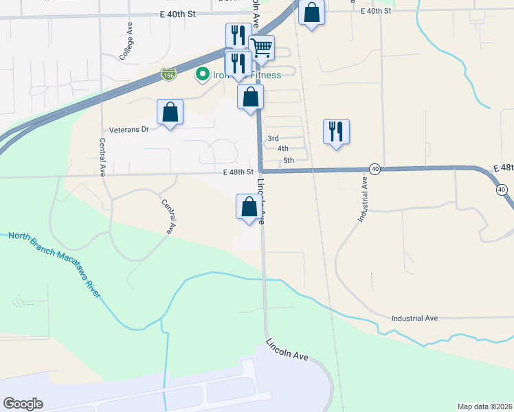 map of restaurants, bars, coffee shops, grocery stores, and more near 1302 Lincoln Avenue in Holland