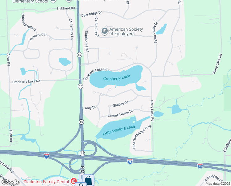 map of restaurants, bars, coffee shops, grocery stores, and more near 6622 Amy Drive in Clarkston