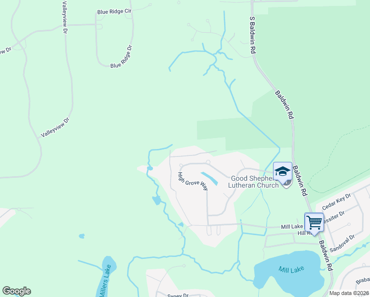 map of restaurants, bars, coffee shops, grocery stores, and more near 4230 Mill Lake Road in Orion charter Township