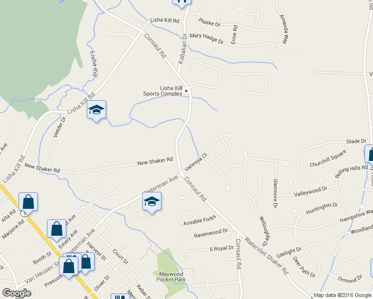 map of restaurants, bars, coffee shops, grocery stores, and more near 255 Consaul Road in Albany