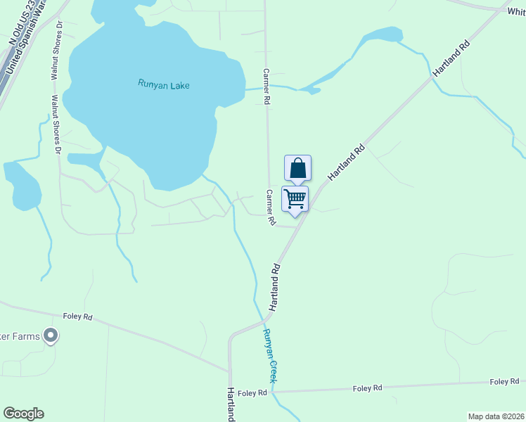 map of restaurants, bars, coffee shops, grocery stores, and more near 10009 Carmer Road in Fenton