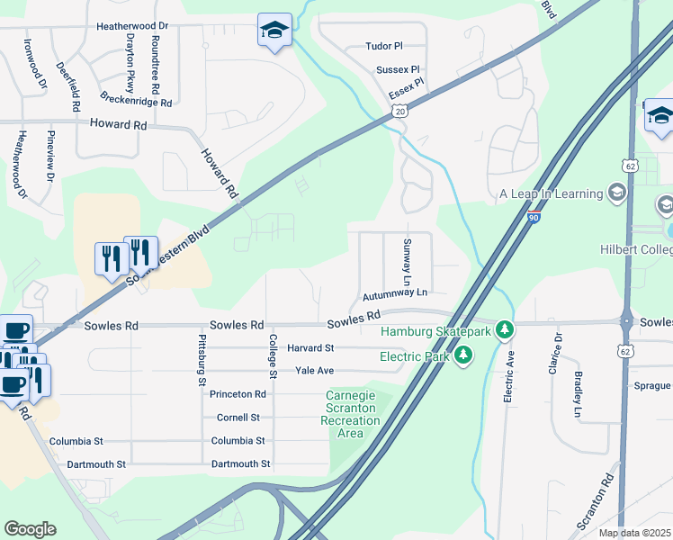 map of restaurants, bars, coffee shops, grocery stores, and more near 3904 Sowles Rd in Hamburg