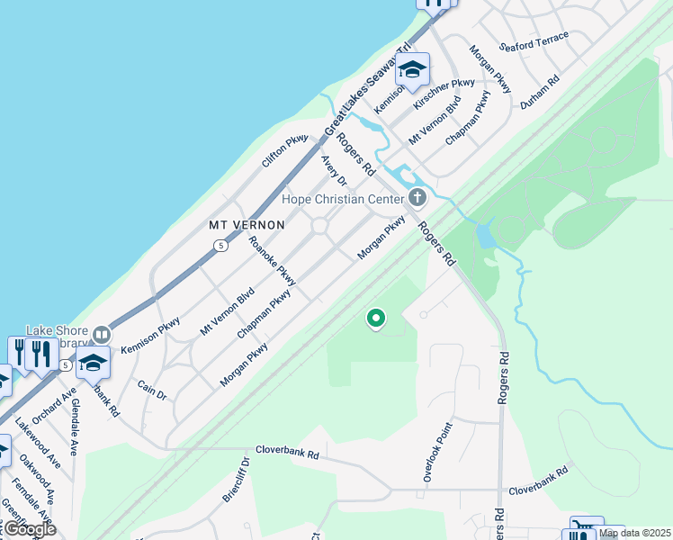 map of restaurants, bars, coffee shops, grocery stores, and more near 4897 Morgan Parkway in Hamburg