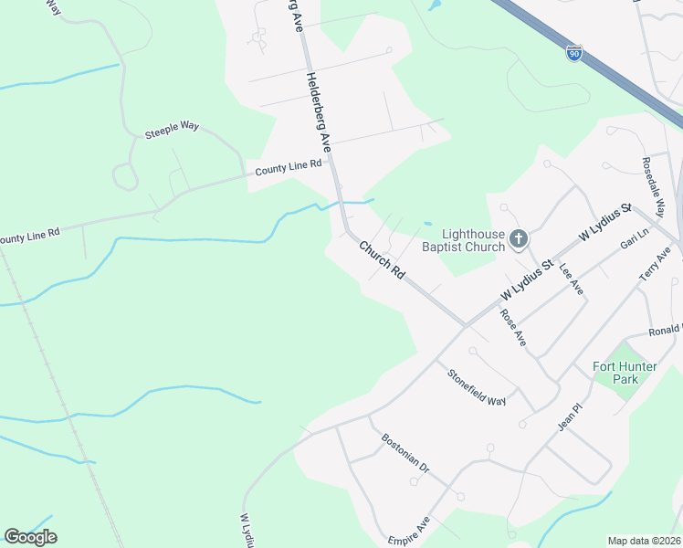 map of restaurants, bars, coffee shops, grocery stores, and more near 7385 Church Road in Schenectady