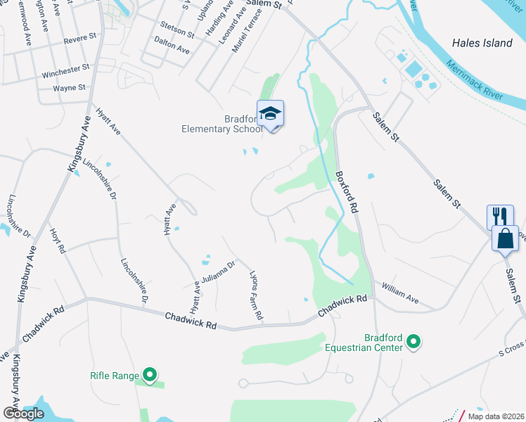 map of restaurants, bars, coffee shops, grocery stores, and more near 126 Orchard Hill Road in Haverhill