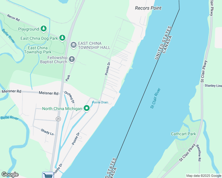 map of restaurants, bars, coffee shops, grocery stores, and more near 5237 Pointe Drive in East China