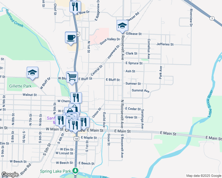 map of restaurants, bars, coffee shops, grocery stores, and more near 464 Euclid Avenue in Cherokee