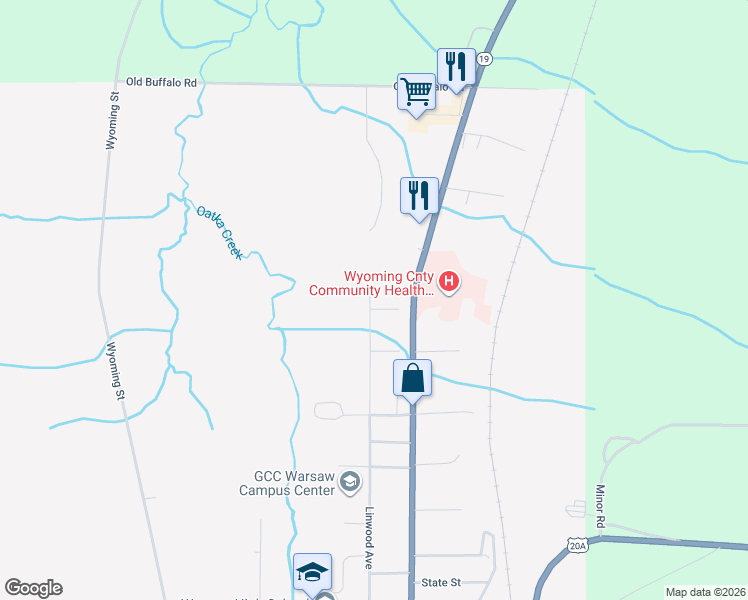 map of restaurants, bars, coffee shops, grocery stores, and more near 404 Patrick Place in Warsaw
