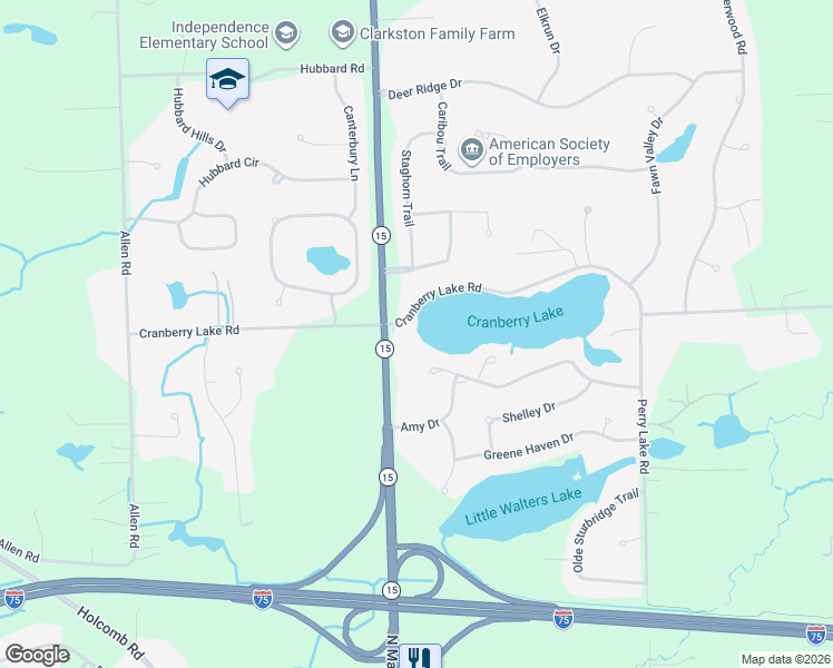 map of restaurants, bars, coffee shops, grocery stores, and more near 6715 Dale Court in Clarkston