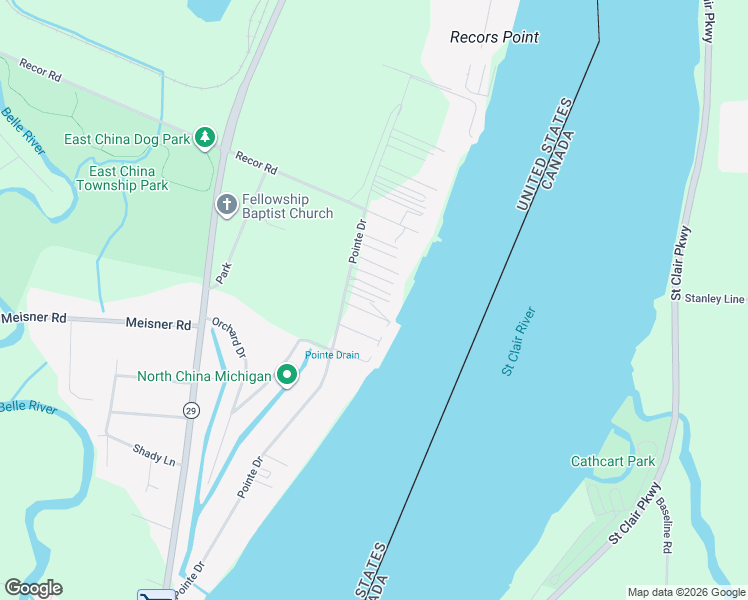 map of restaurants, bars, coffee shops, grocery stores, and more near 5237 Pointe Drive in East China