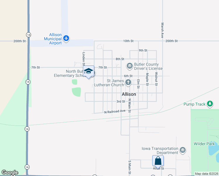 map of restaurants, bars, coffee shops, grocery stores, and more near 601-627 5th Street in Allison