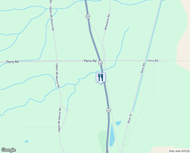 map of restaurants, bars, coffee shops, grocery stores, and more near 5502 Mount Morris Road in Mount Morris
