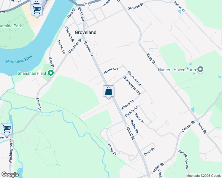 map of restaurants, bars, coffee shops, grocery stores, and more near 1 Birchwood Terrace in Groveland