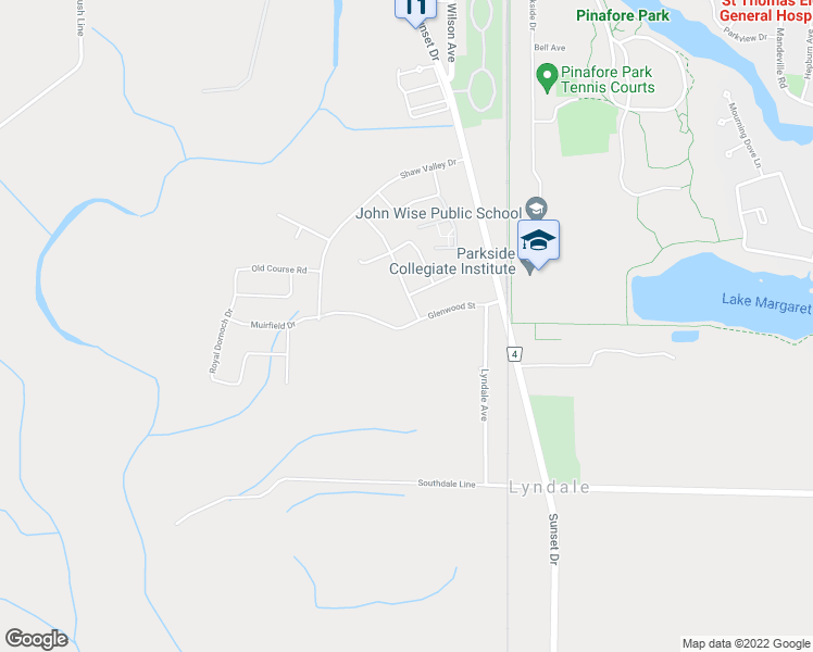 map of restaurants, bars, coffee shops, grocery stores, and more near 12 Glenwood Street in St. Thomas