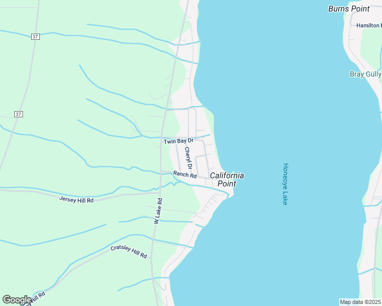 map of restaurants, bars, coffee shops, grocery stores, and more near 57 Cheryl Drive in Honeoye