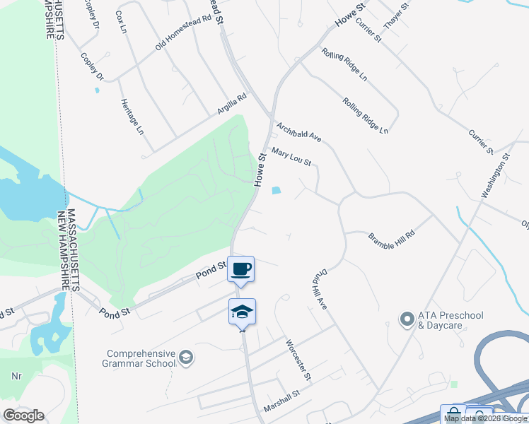 map of restaurants, bars, coffee shops, grocery stores, and more near 5 Garside Terrace in Methuen