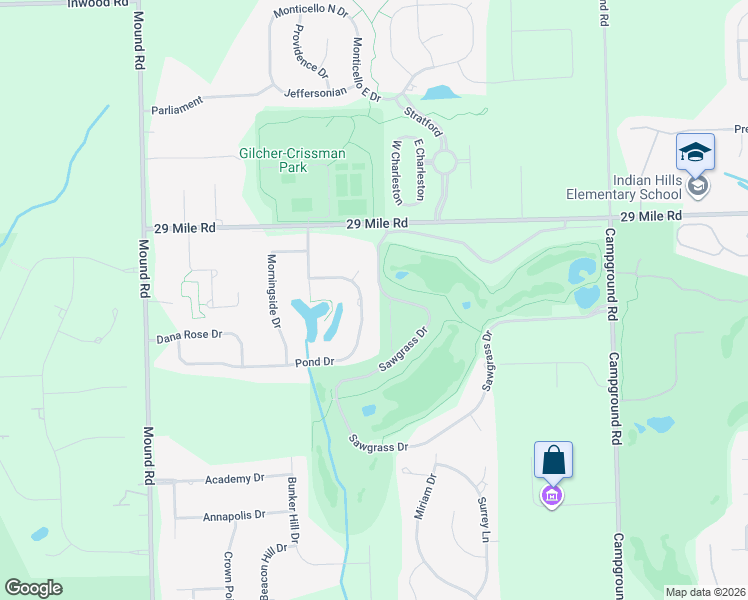map of restaurants, bars, coffee shops, grocery stores, and more near 62660 Pond Drive in Washington