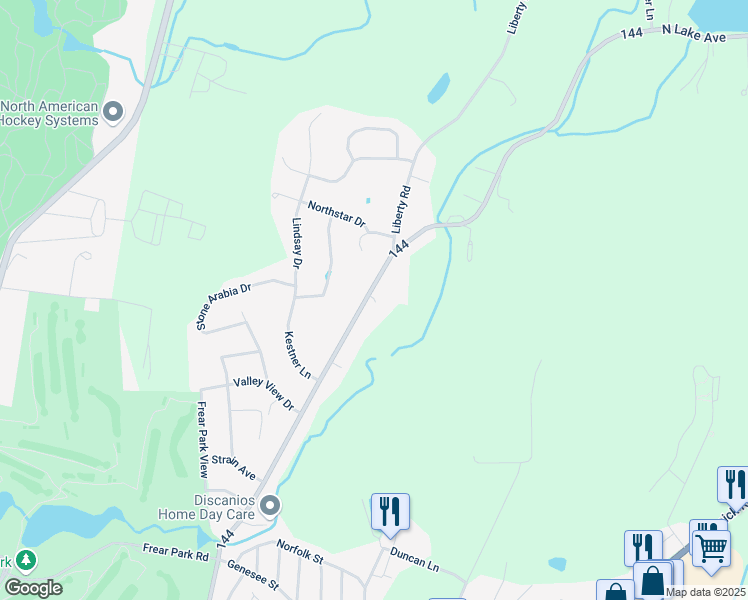 map of restaurants, bars, coffee shops, grocery stores, and more near 304 North Lake Avenue in Troy
