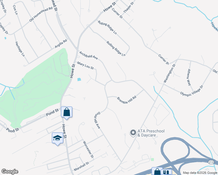 map of restaurants, bars, coffee shops, grocery stores, and more near 131 Druid Hill Avenue in Methuen