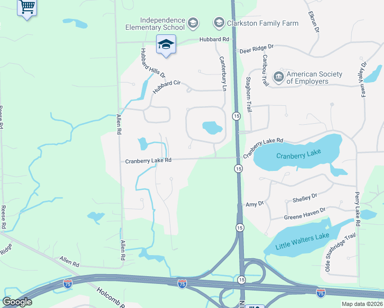 map of restaurants, bars, coffee shops, grocery stores, and more near 8117 Remington Court in Clarkston