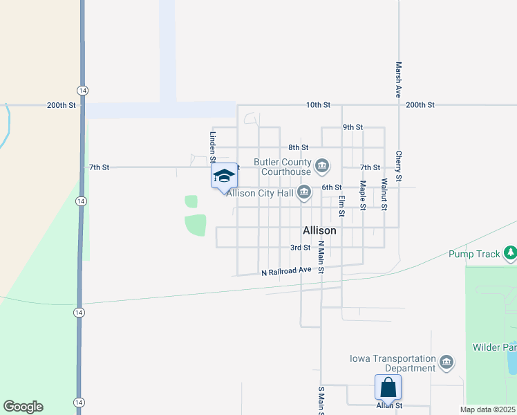 map of restaurants, bars, coffee shops, grocery stores, and more near 498 Spruce Street in Allison