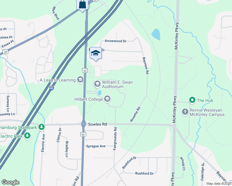 map of restaurants, bars, coffee shops, grocery stores, and more near 5200 South Park Avenue in Hamburg