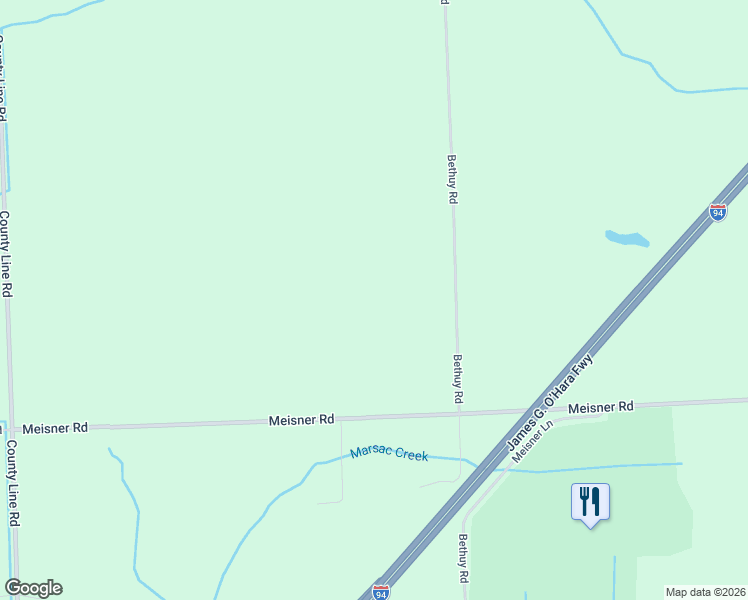 map of restaurants, bars, coffee shops, grocery stores, and more near 10026 Meisner Road in Casco