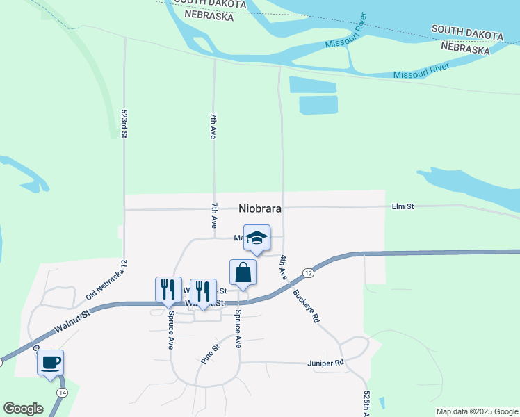 map of restaurants, bars, coffee shops, grocery stores, and more near in Niobrara