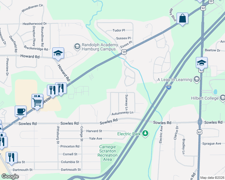 map of restaurants, bars, coffee shops, grocery stores, and more near 3933 Sunway Lane in Hamburg