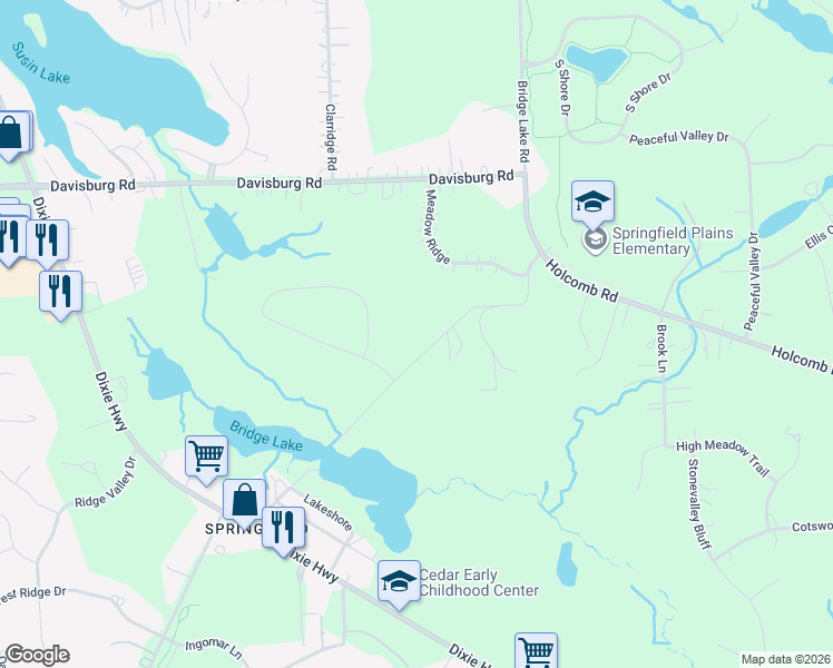map of restaurants, bars, coffee shops, grocery stores, and more near 8021 Bridge Lake Road in Clarkston