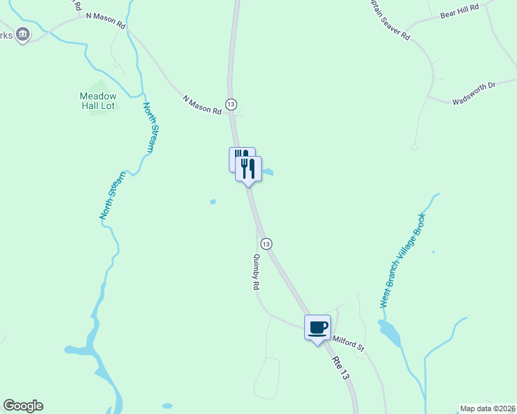 map of restaurants, bars, coffee shops, grocery stores, and more near 195 Route 13 in Brookline