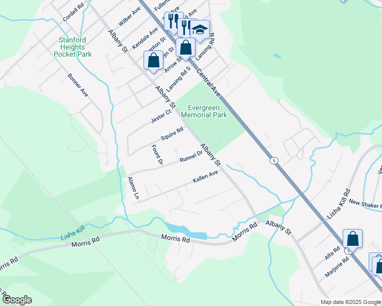 map of restaurants, bars, coffee shops, grocery stores, and more near 14 Runnel Drive in Schenectady