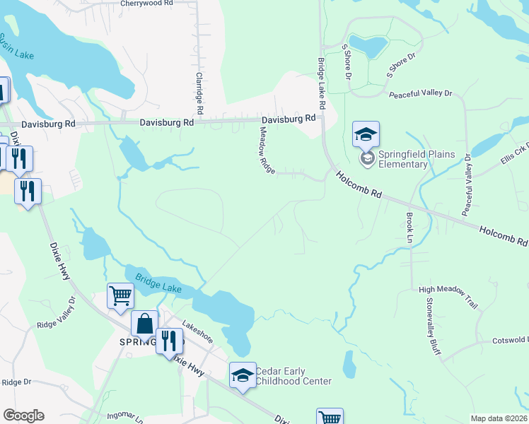 map of restaurants, bars, coffee shops, grocery stores, and more near 8047 Bridge Lake Road in Clarkston