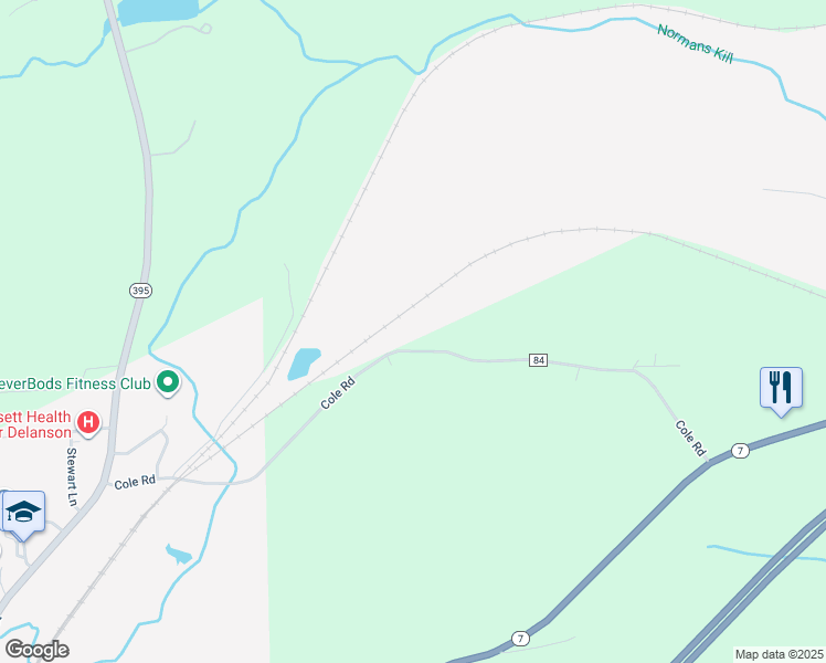 map of restaurants, bars, coffee shops, grocery stores, and more near 726 Cole Road in Delanson