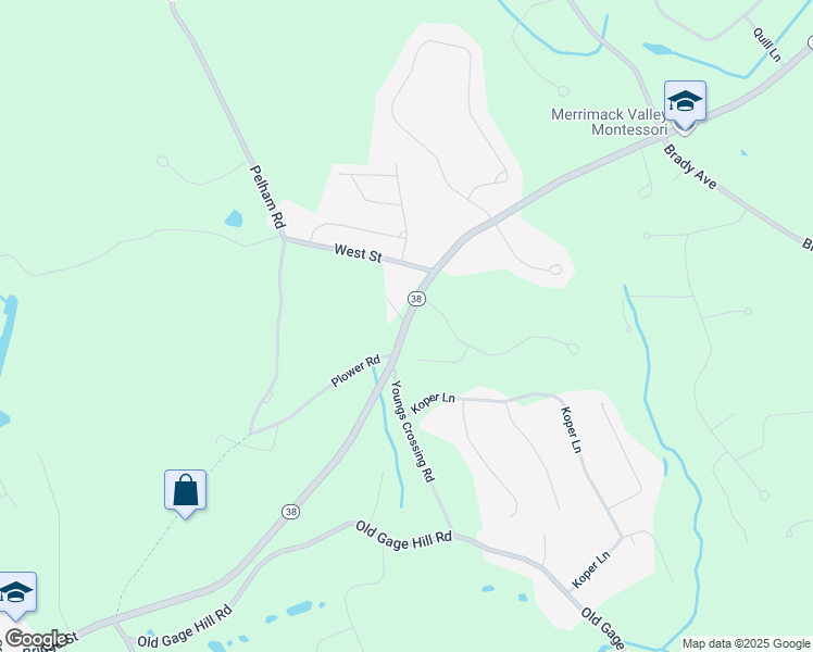 map of restaurants, bars, coffee shops, grocery stores, and more near 1197 New Hampshire 38 in Pelham
