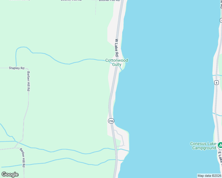 map of restaurants, bars, coffee shops, grocery stores, and more near 5390 West Lake Road in Conesus