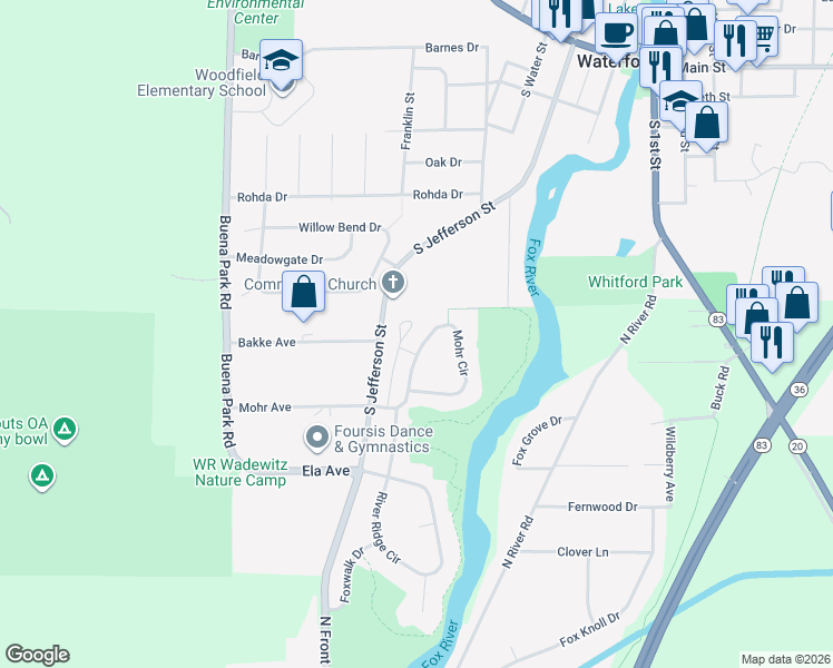 map of restaurants, bars, coffee shops, grocery stores, and more near 630 Annecy Park Circle in Waterford