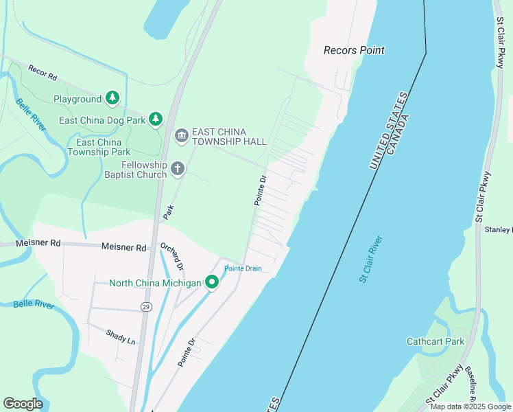 map of restaurants, bars, coffee shops, grocery stores, and more near 5200 Pointe Drive in East China
