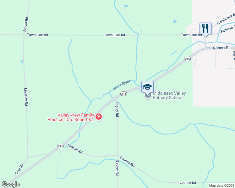map of restaurants, bars, coffee shops, grocery stores, and more near 164 New York 245 in Rushville
