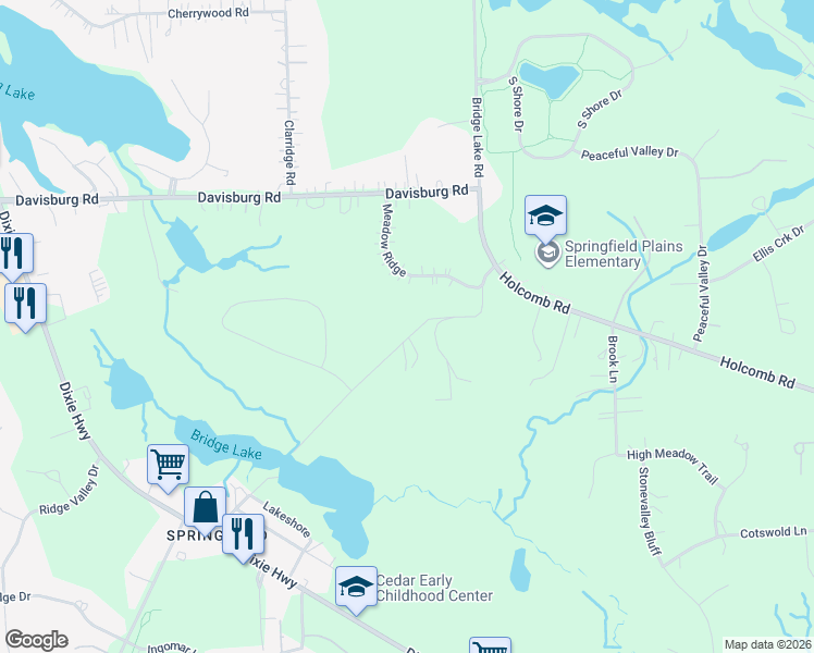 map of restaurants, bars, coffee shops, grocery stores, and more near 8047 Bridge Lake Rd in Clarkston