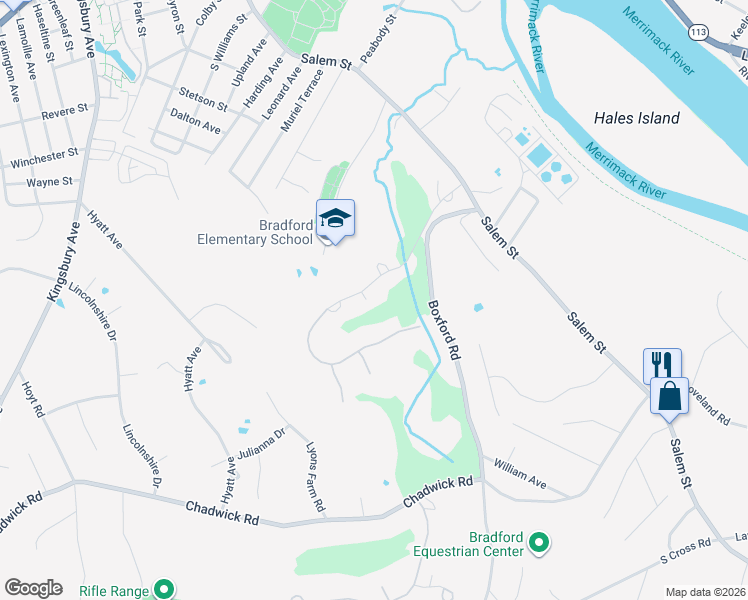 map of restaurants, bars, coffee shops, grocery stores, and more near 81 Orchard Hill Road in Haverhill