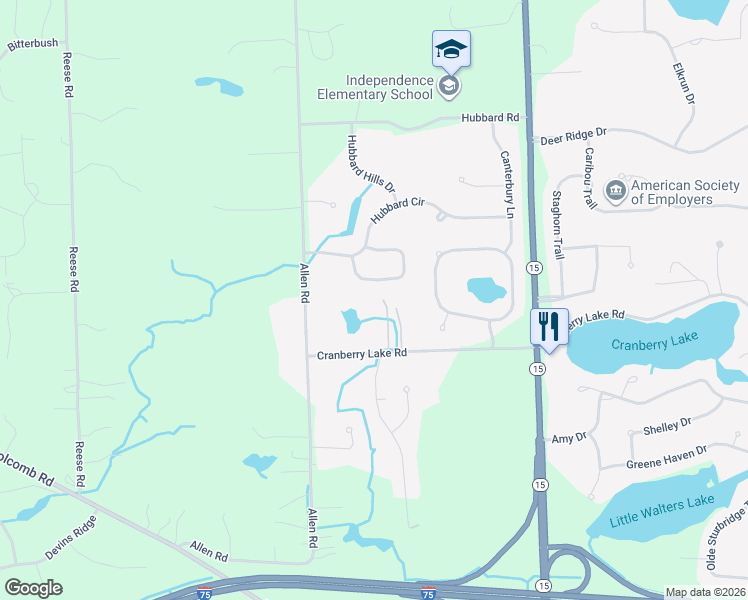 map of restaurants, bars, coffee shops, grocery stores, and more near 6976 Cranberry Lake Road in Village of Clarkston