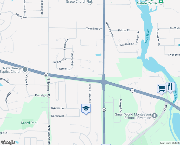 map of restaurants, bars, coffee shops, grocery stores, and more near 4808 Crystal Spring in Racine