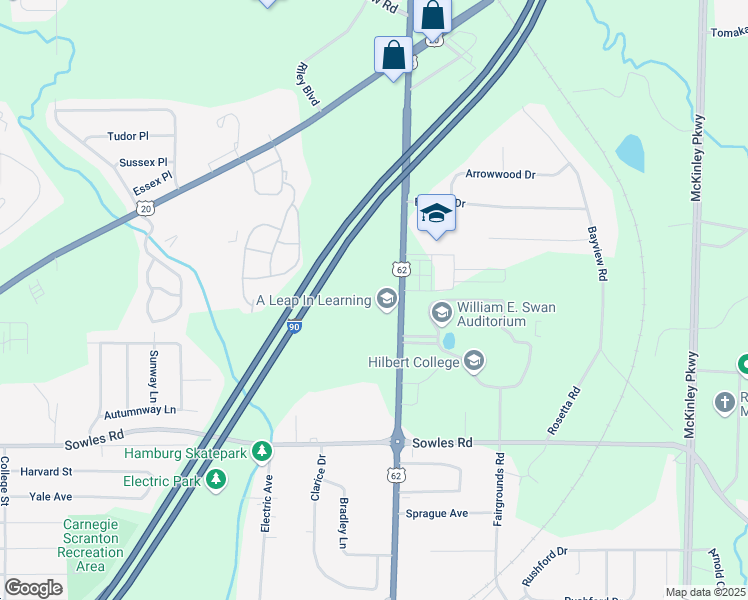 map of restaurants, bars, coffee shops, grocery stores, and more near 5177 South Park Avenue in Hamburg