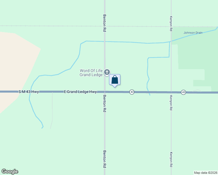 map of restaurants, bars, coffee shops, grocery stores, and more near 13058 Benton Road in Grand Ledge