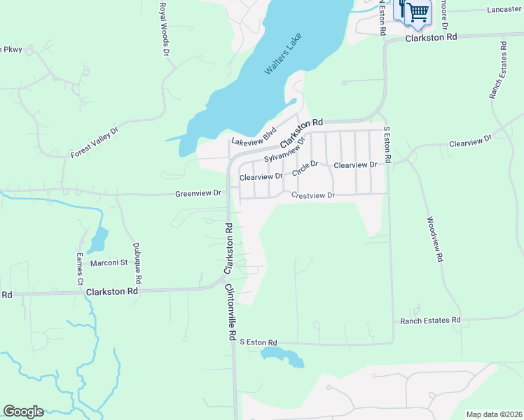 map of restaurants, bars, coffee shops, grocery stores, and more near 4935 Clarkston Road in Clarkston